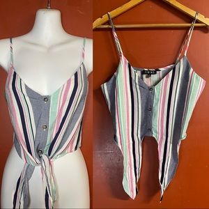 NWT Timing Colorful Striped Front-Knot Tank Top